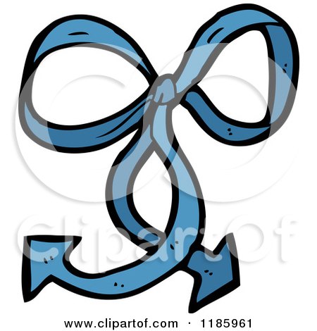 Cartoon of a Blue Ribbon Tied into a Bow - Royalty Free Vector Illustration by lineartestpilot