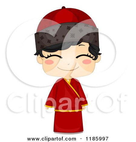 Cartoon of a Cute Chinese Boy in a Traditional Changsam - Royalty Free Vector Clipart by BNP Design Studio