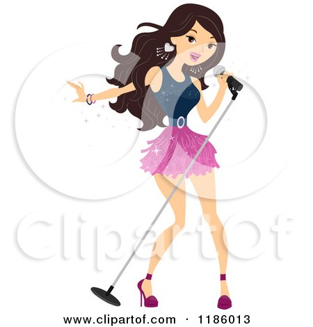 Cartoon of a Teen Pop Star Singer - Royalty Free Vector Clipart by BNP Design Studio