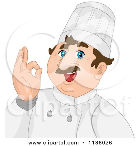 Cartoon of a Happy Male Chef Gesturing Okay - Royalty Free Vector Clipart by BNP Design Studio