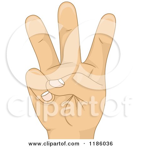 Cartoon of a Kids Hand Counting Number Three - Royalty Free Vector Clipart by BNP Design Studio