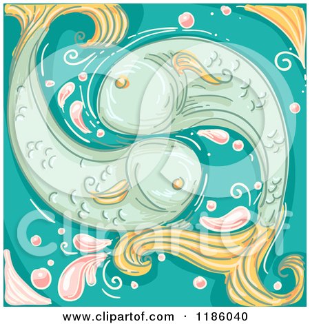 Cartoon of a Fish Pisces Horoscope Zodiac Background - Royalty Free Vector Clipart by BNP Design Studio