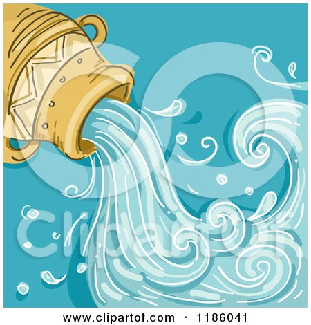 Cartoon of a Water Jar Aquarius Horoscope Zodiac Background - Royalty Free Vector Clipart by BNP Design Studio