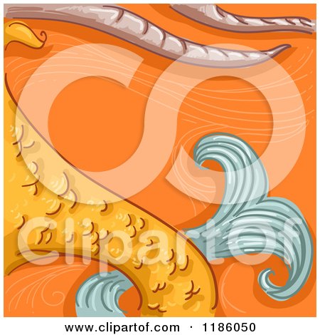 Cartoon of a Goat Horn and Fish Tail Capricorn Horoscope Zodiac Background - Royalty Free Vector Clipart by BNP Design Studio