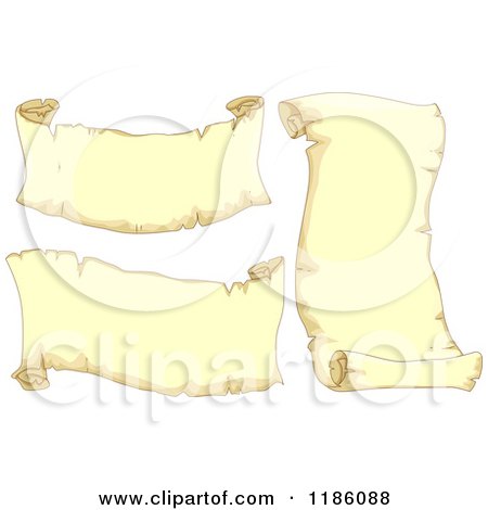 Cartoon of Aged Yellow Scrolls - Royalty Free Vector Clipart by BNP Design Studio