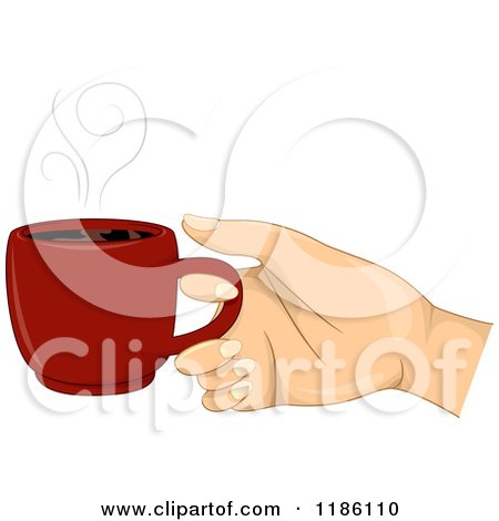 Cartoon of a Hand Holding a Hot Cup of Coffee - Royalty Free Vector Clipart by BNP Design Studio