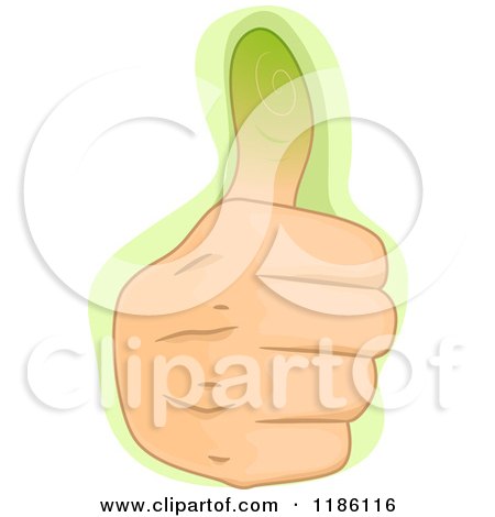 Cartoon of a Hand Holding up a Green Thumb - Royalty Free Vector Clipart by BNP Design Studio