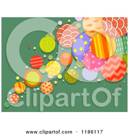 Cartoon of a Background of Patterned Circles on Green - Royalty Free Vector Clipart by BNP Design Studio