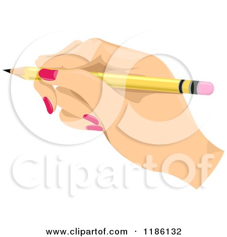Cartoon of a Womans Hand Holding a Pencil - Royalty Free Vector Clipart by BNP Design Studio
