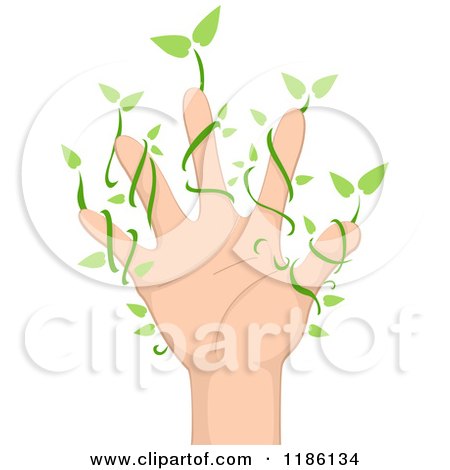 Cartoon of a Hand with Leafy Vines - Royalty Free Vector Clipart by BNP Design Studio