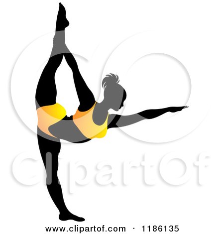 Clipart of a Silhouetted Woman in an Orange Outfit, Doing the NATARAJASANA Yoga Pose - Royalty Free Vector Illustration by Lal Perera