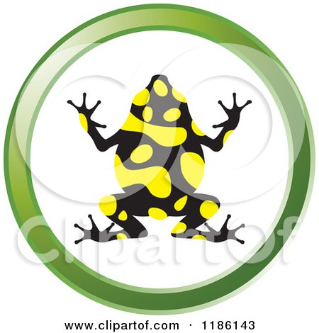 Clipart of a Poison Dart Frog in a Green Circle Icon - Royalty Free Vector Illustration by Lal Perera