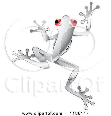 Clipart of a Jumping Red Eyed Silver Tree Frog 2 - Royalty Free Vector Illustration by Lal Perera