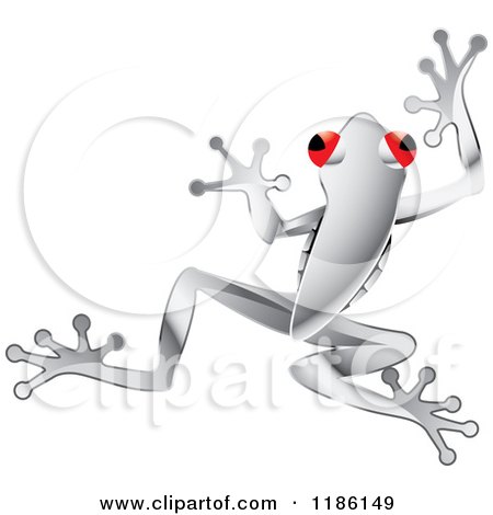 Clipart of a Jumping Red Eyed Silver Tree Frog - Royalty Free Vector Illustration by Lal Perera