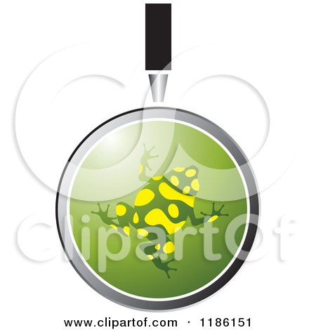 Clipart of a Magnifying Glass over a Poison Dart Frog - Royalty Free Vector Illustration by Lal Perera