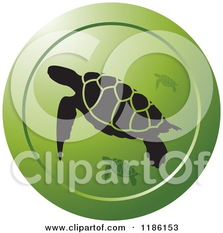 Clipart of a Round Green Icon with Sea Turtles - Royalty Free Vector Illustration by Lal Perera