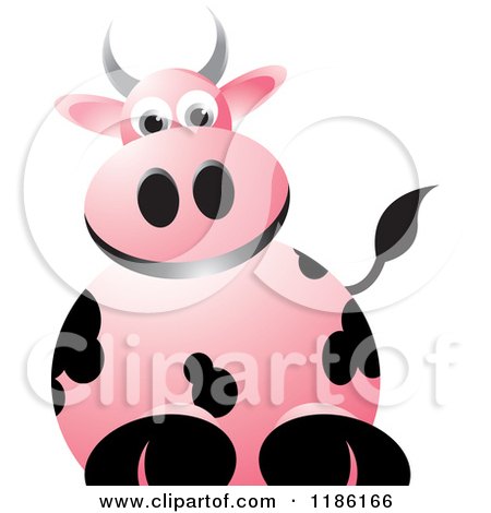 Clipart of a Pink Cow - Royalty Free Vector Illustration by Lal Perera