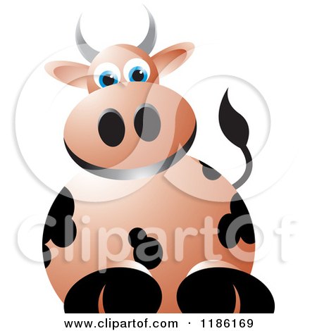 Clipart of a Brown Cow - Royalty Free Vector Illustration by Lal Perera