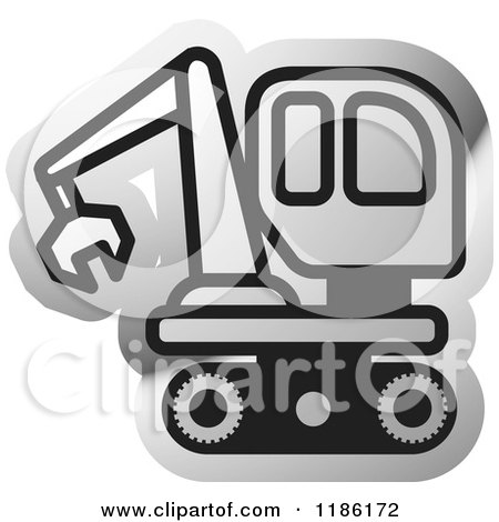 Clipart of a Silver Mining Bulldozer Icon - Royalty Free Vector Illustration by Lal Perera