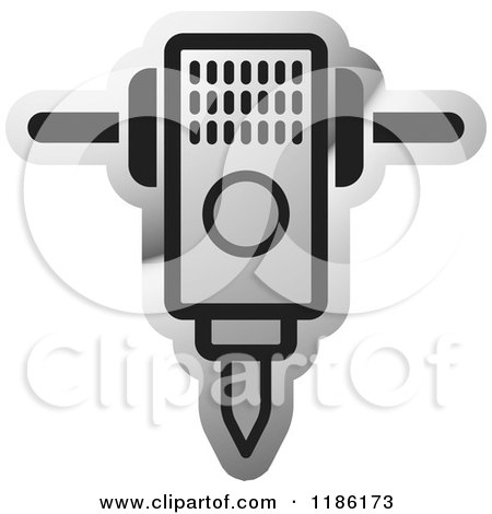 Clipart of a Silver Mining Jackhammer Icon - Royalty Free Vector Illustration by Lal Perera