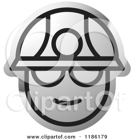 Clipart of a Silver Miner Head Icon - Royalty Free Vector Illustration by Lal Perera