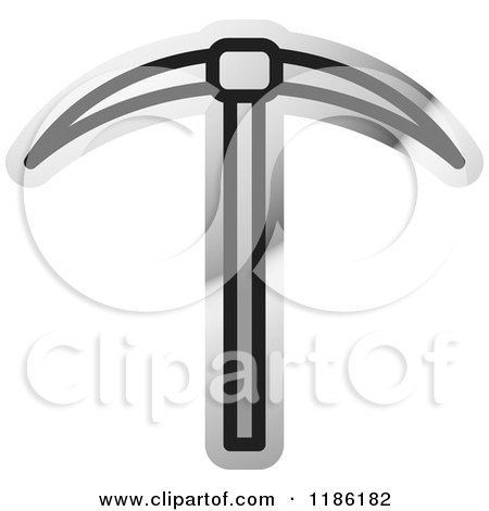 Clipart of a Silver Mining Pickaxe Tool Icon - Royalty Free Vector Illustration by Lal Perera