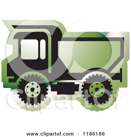 Clipart of a Green Mining Dump Truck Icon - Royalty Free Vector Illustration by Lal Perera