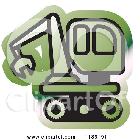 Clipart of a Green Mining Bulldozer Icon - Royalty Free Vector Illustration by Lal Perera