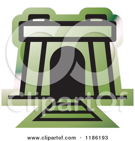 Clipart of a Green Mine Entrance Icon - Royalty Free Vector Illustration by Lal Perera