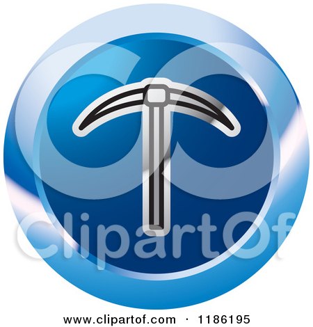Clipart of a Blue Mining Pickaxe Tool Icon - Royalty Free Vector Illustration by Lal Perera
