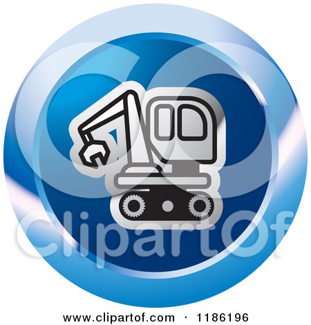 Clipart of a Blue Mining Bulldozer Icon - Royalty Free Vector Illustration by Lal Perera