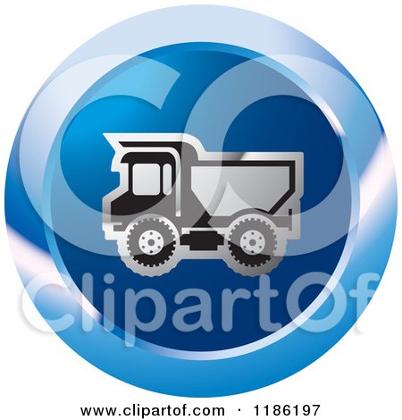 Clipart of a Blue Mining Dump Truck Icon - Royalty Free Vector Illustration by Lal Perera