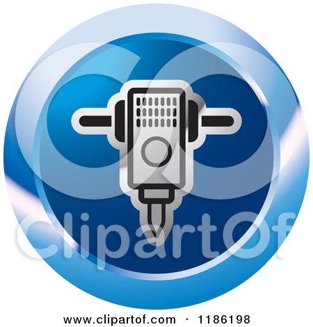 Clipart of a Blue Mining Jackhammer Icon - Royalty Free Vector Illustration by Lal Perera