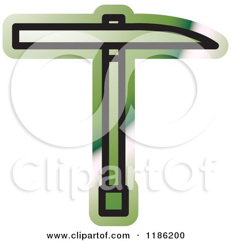 Clipart of a Green Mining Pickaxe Tool Icon 2 - Royalty Free Vector Illustration by Lal Perera