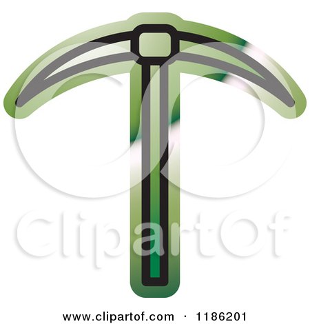 Clipart of a Green Mining Pickaxe Tool Icon - Royalty Free Vector Illustration by Lal Perera