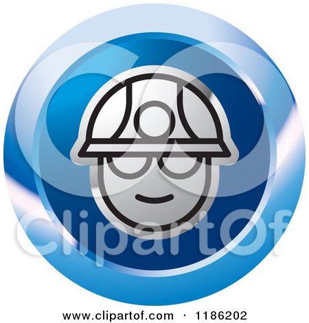 Clipart of a Blue Miner Head Icon - Royalty Free Vector Illustration by Lal Perera