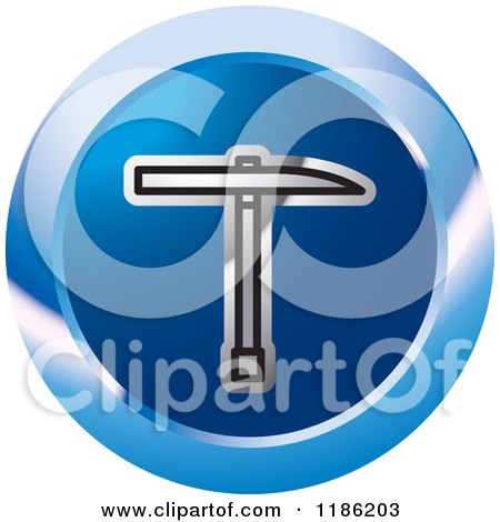 Clipart of a Blue Mining Pickaxe Tool Icon 2 - Royalty Free Vector Illustration by Lal Perera
