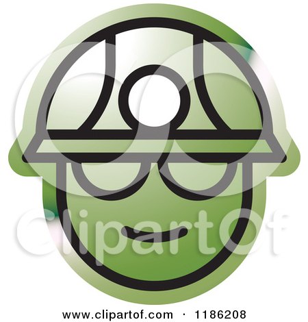 Clipart of a Green Miner Head Icon - Royalty Free Vector Illustration by Lal Perera