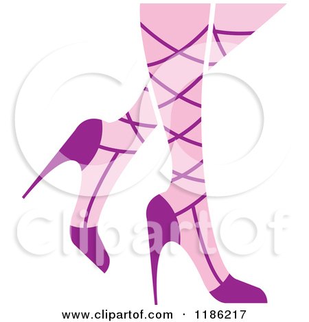 Clipart of a Pair of Womens Legs in Purple High Heels - Royalty Free Vector Illustration by Lal Perera