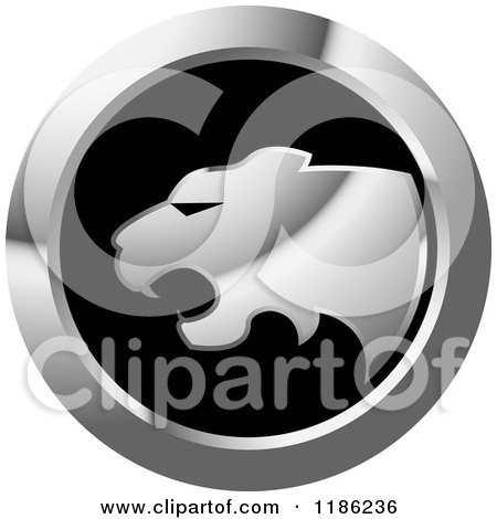 Clipart of a Silver Cheetah Icon 2 - Royalty Free Vector Illustration by Lal Perera