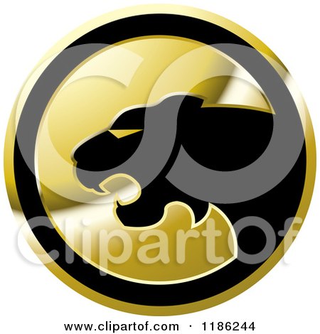 Clipart of a Gold Cheetah Icon - Royalty Free Vector Illustration by Lal Perera