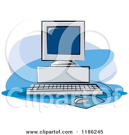 Clipart of a Desktop Computer Set up - Royalty Free Vector Illustration by Lal Perera
