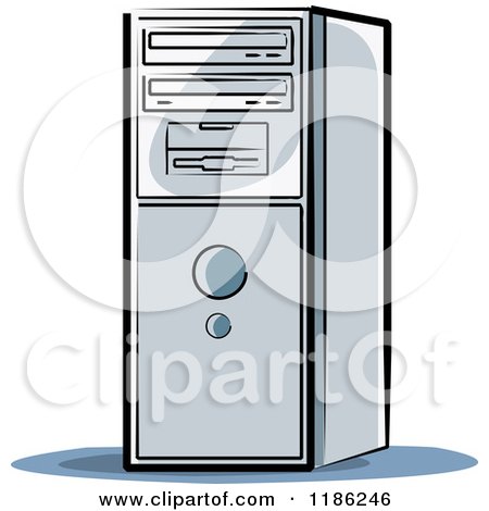 Clipart of a Desktop Computer Tower - Royalty Free Vector Illustration by Lal Perera