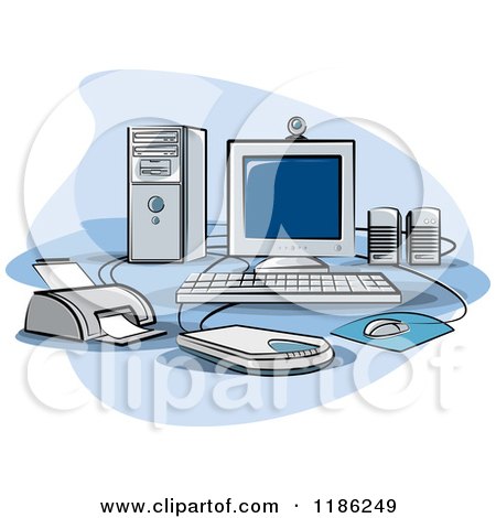 Clipart of a Desktop Computer Work Station Set up - Royalty Free Vector Illustration by Lal Perera