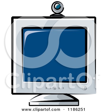Clipart of a Desktop Computer Monitor and Web Cam - Royalty Free Vector Illustration by Lal Perera
