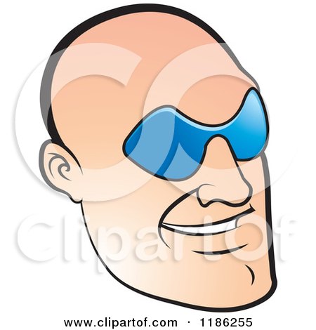 Clipart of a Bald Mans Face with Glasses - Royalty Free Vector Illustration by Lal Perera