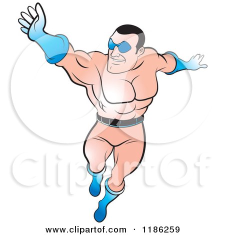 Clipart of a Super Hero Man Flying - Royalty Free Vector Illustration by Lal Perera