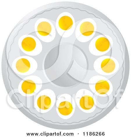 Clipart of Halved Boiled Eggs on a Tray - Royalty Free Vector Illustration by Lal Perera
