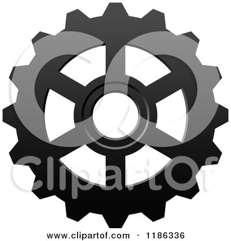 Clipart of a Black and White Gear Cog Wheel - Royalty Free Vector Illustration by Vector Tradition SM