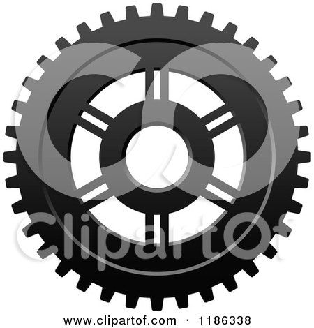 Clipart of a Black and White Gear Cog Wheel 3 - Royalty Free Vector Illustration by Vector Tradition SM